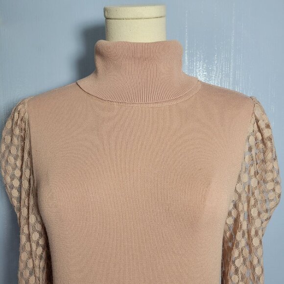 Love Tree Large Baby Pink Semi Sheer Longsleeve Turtleneck Sweater - Picture 3 of 10